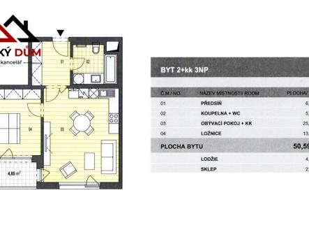 Pronájem bytu, 2+kk, 58 m²