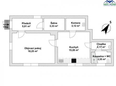 Pronájem bytu, 1+1, 69 m²