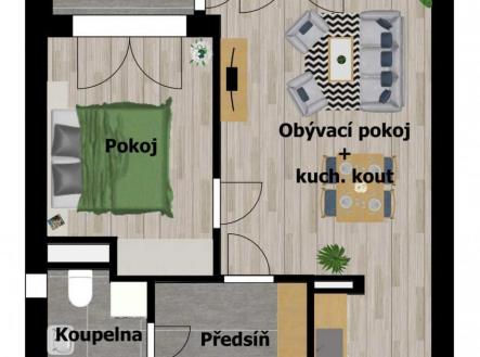 Pronájem bytu, 2+kk, 48 m²