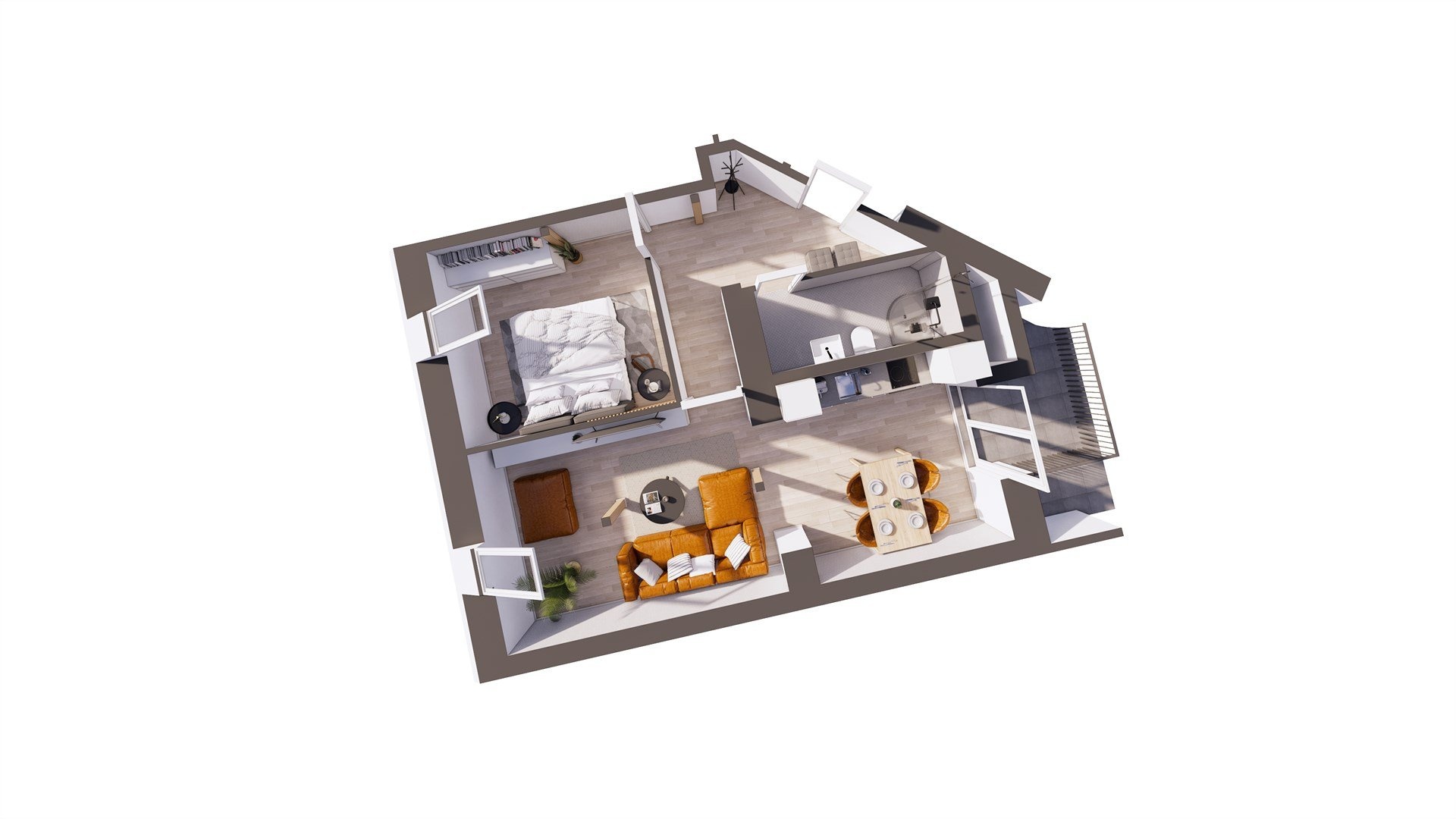 Prodej bytu 2+kk, 61,6 m2 - Praha - Smíchov s terasou 4 m2