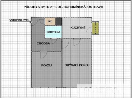 Prodej bytu, 2+1, 52 m²