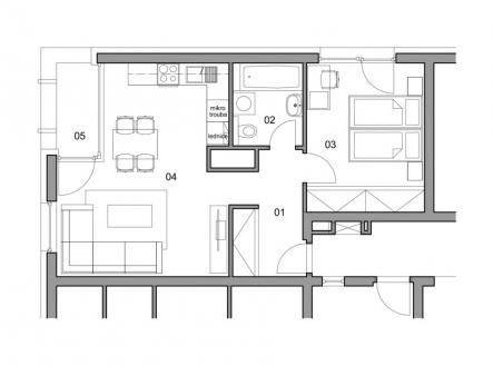 Pronájem bytu, 2+kk, 50 m²