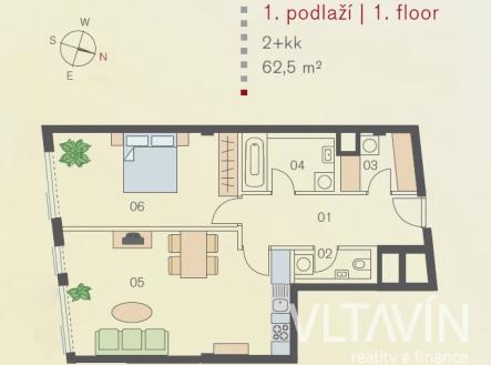 Pronájem bytu, 2+kk, 62 m²