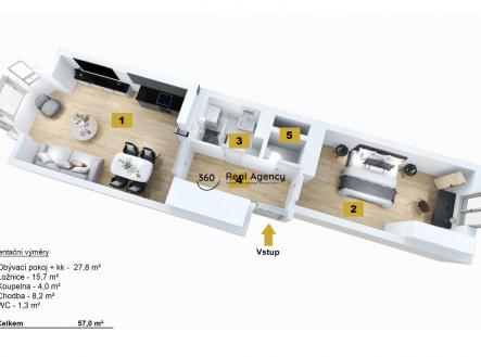 Prodej bytu, 2+kk, 54 m²