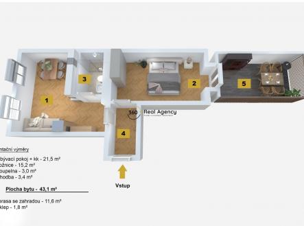 Prodej bytu, 2+kk, 43 m²