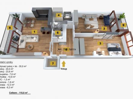 Prodej bytu, 3+kk, 124 m²