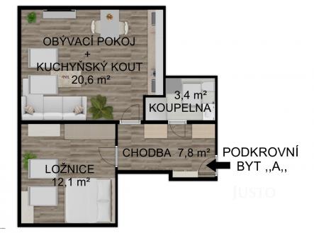 Pronájem bytu, 2+kk, 44 m²
