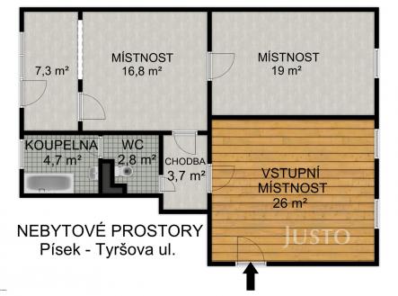 Pronájem - kanceláře, 80 m²