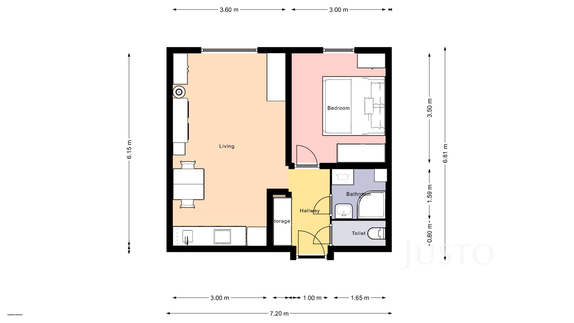 Pronájem 2+kk, 44 m², Hostivice