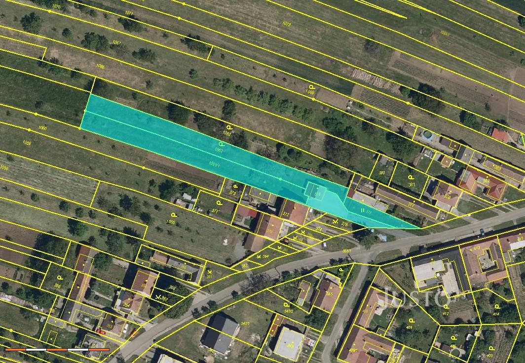 Prodej stavebního pozemku 1127 m2 s dvojgaráží, Těmice u Hodonína