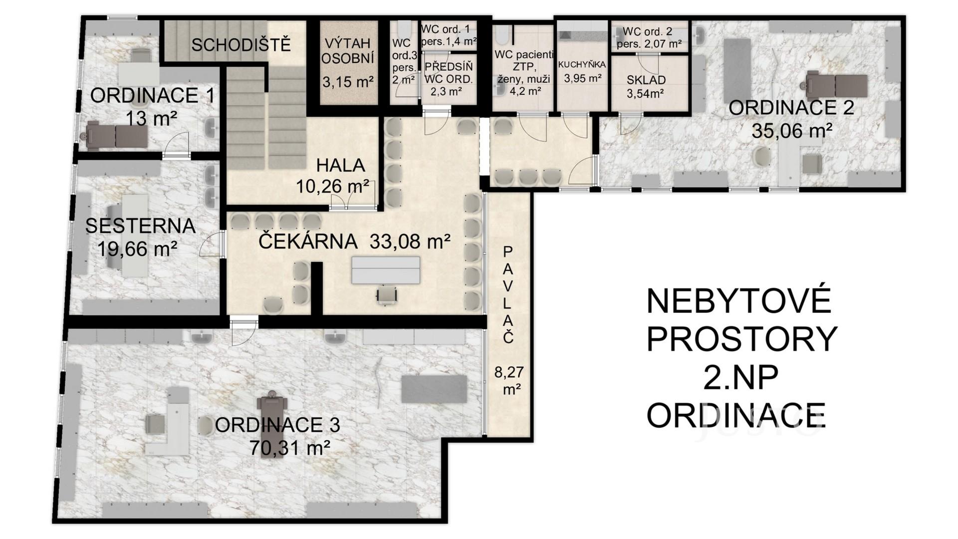 Pronájem ordinace 76 m² s pozemkem 76 m²