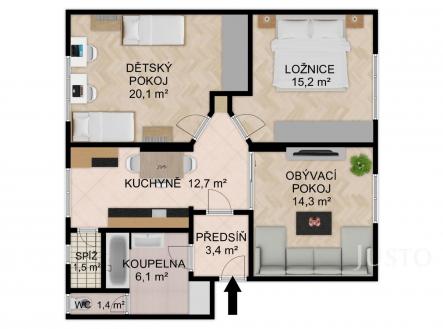 Prodej bytu, 3+1, 74 m²