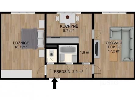 Prodej bytu, 2+1, 53 m²