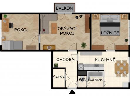 Prodej bytu, 3+1, 65 m²