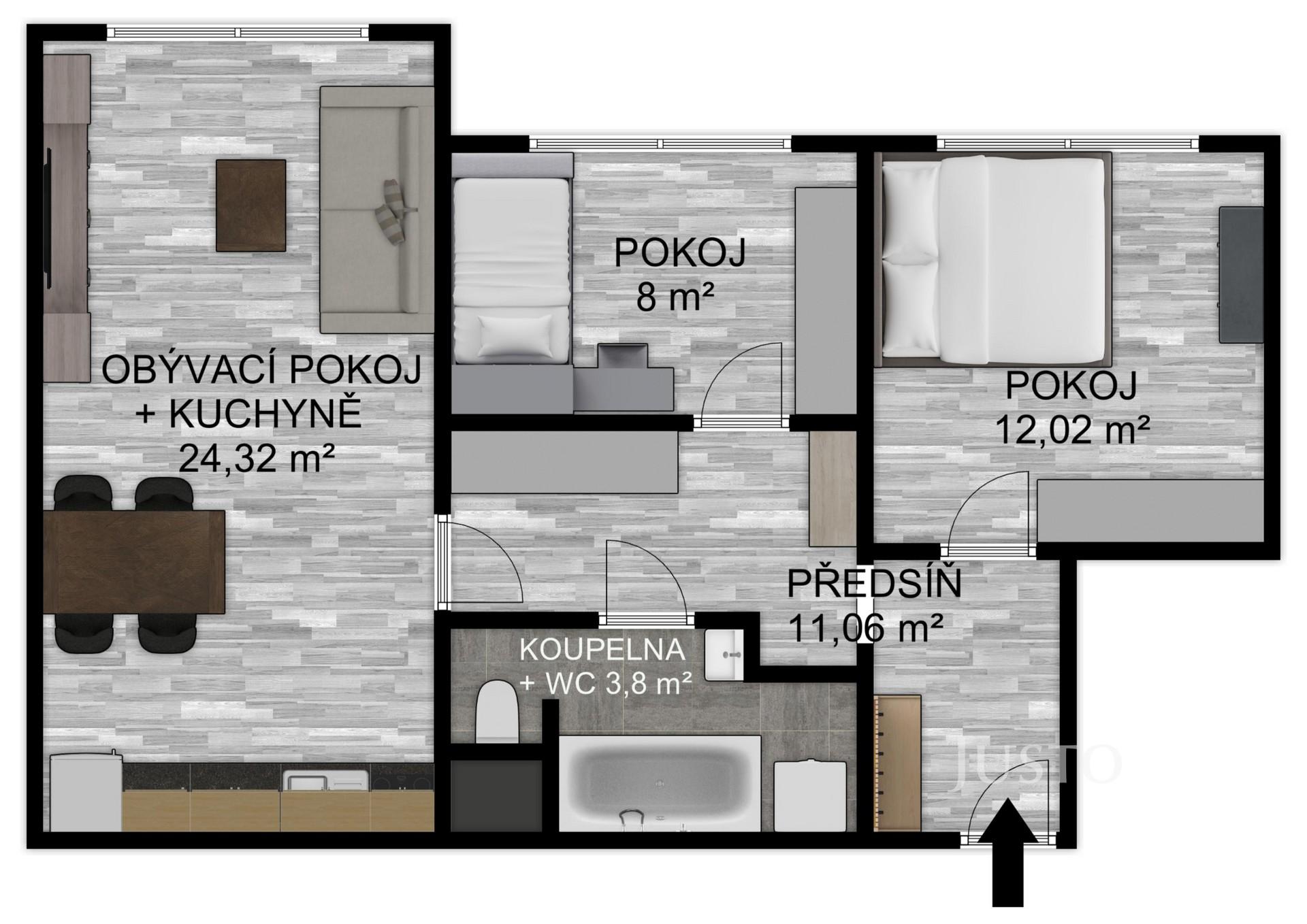 Prodej 3+kk,  60 m², Písek - K Háječku