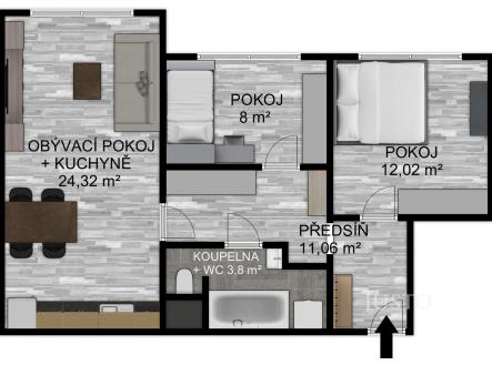 Prodej bytu, 3+kk, 61 m²