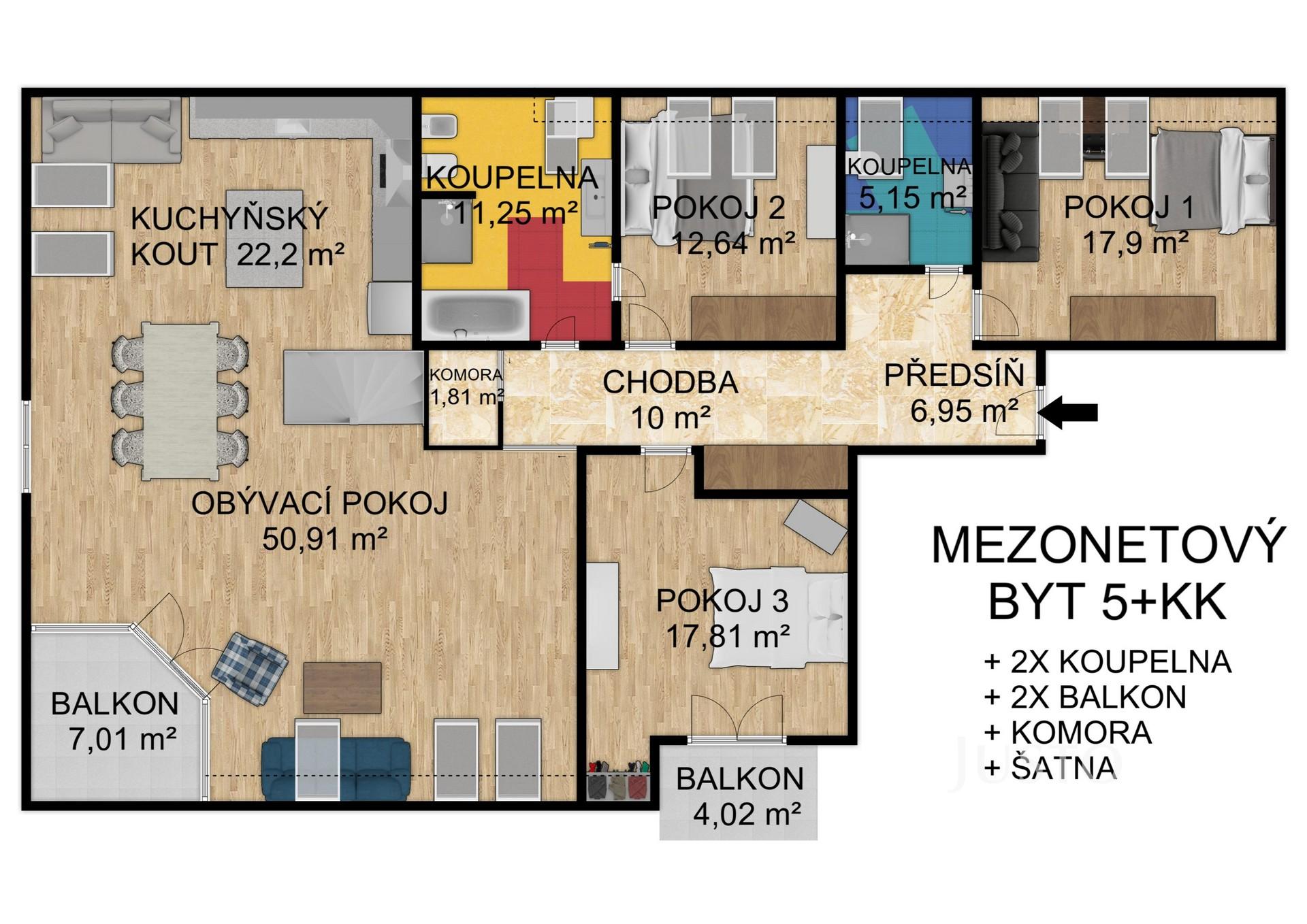 Prodej 5+kk, 182 m² + balkón 11 m²
