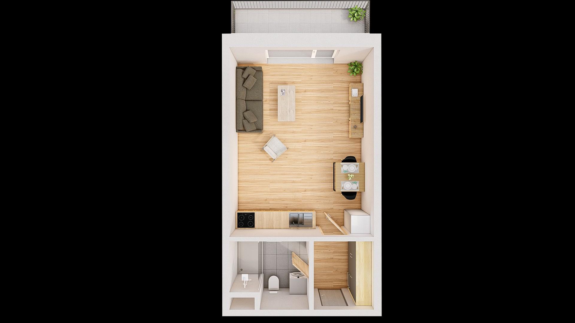 Prodej 1+kk 40 m² + balkón 7 m²