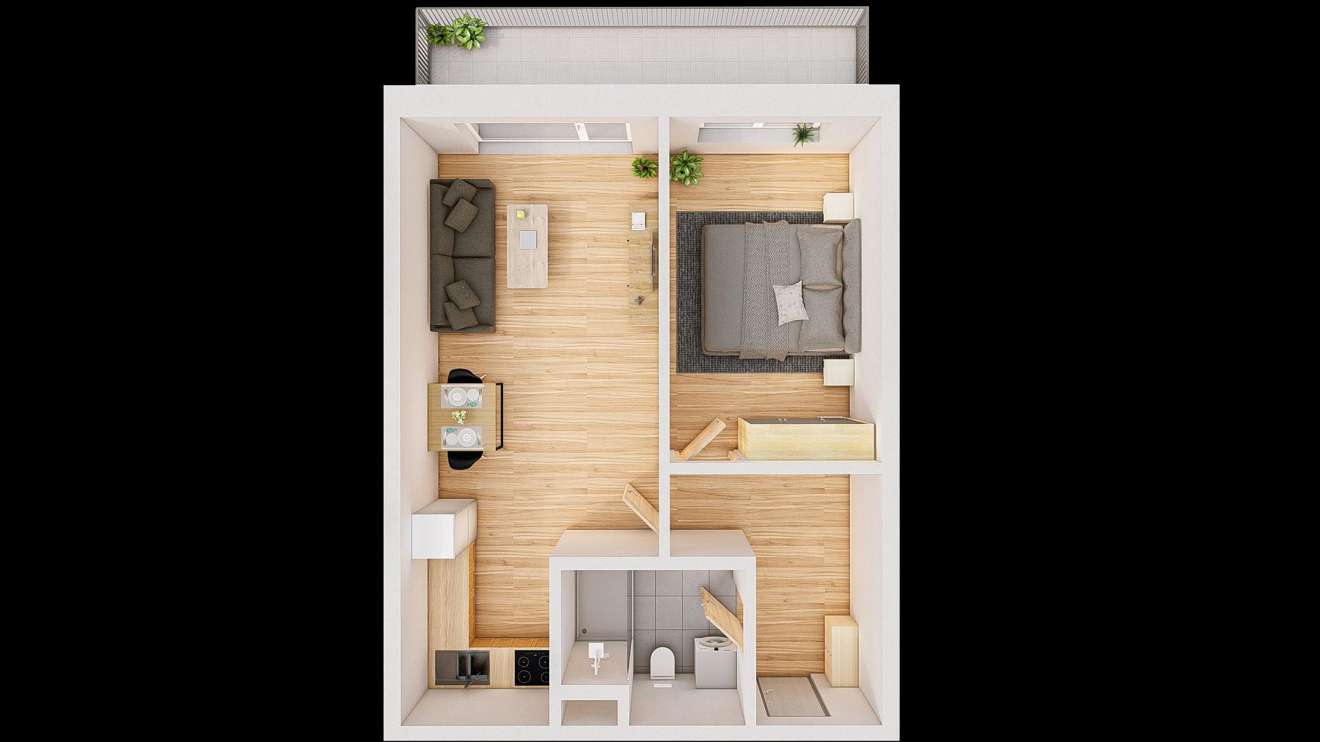 Prodej 2+kk 56 m² + balkón 9 m²