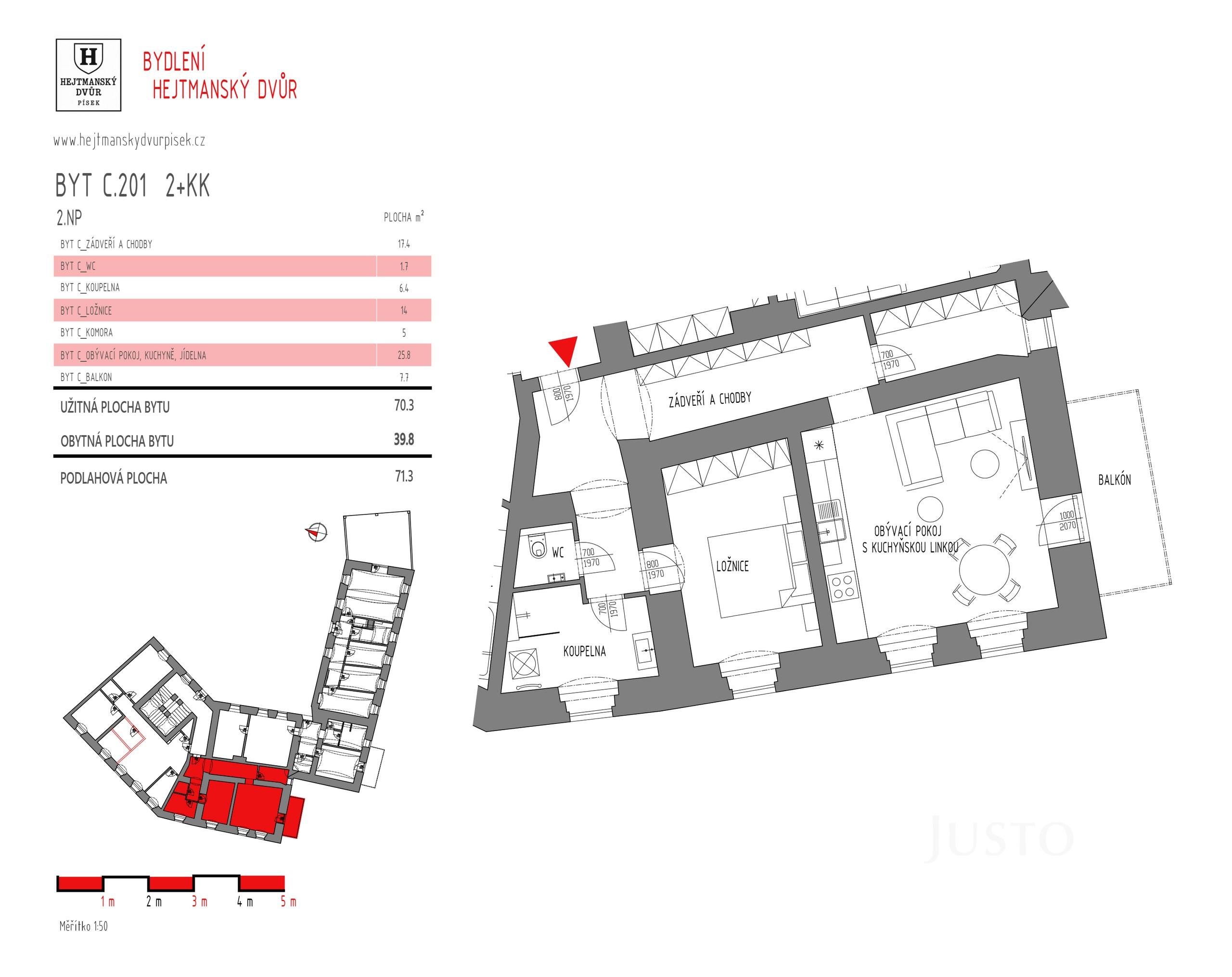 Prodej 2+kk 70 m² + balkón 7 m² + parkování