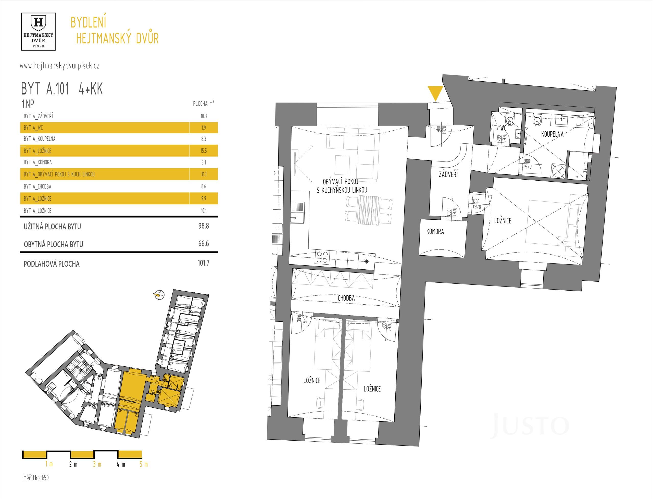 Byt 4+kk, 101 m², Písek - Kocínova