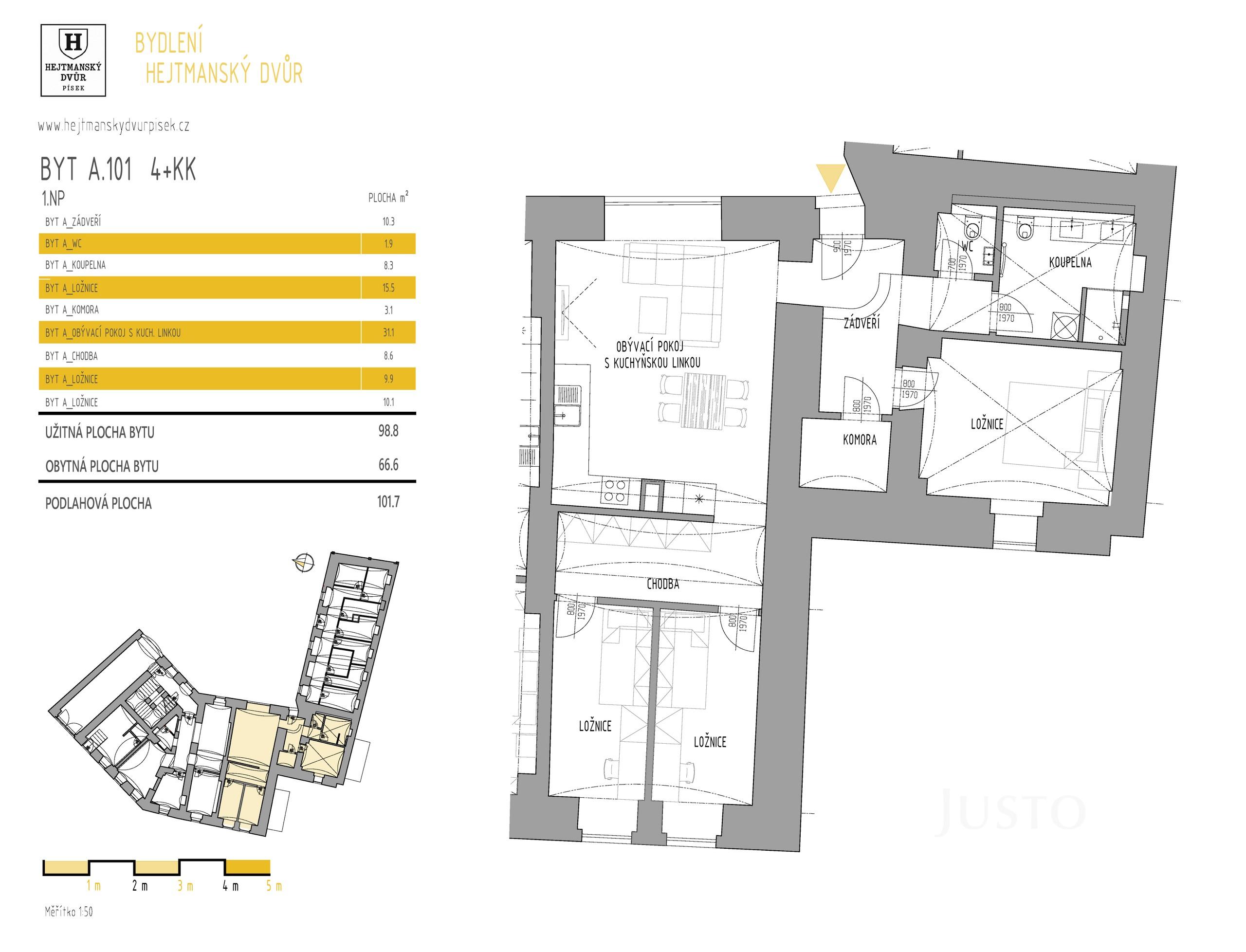 Byt 4+kk, 101 m², Písek - Kocínova
