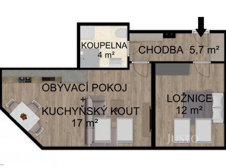 Pronájem bytu, 2+kk, 39 m² obrázek