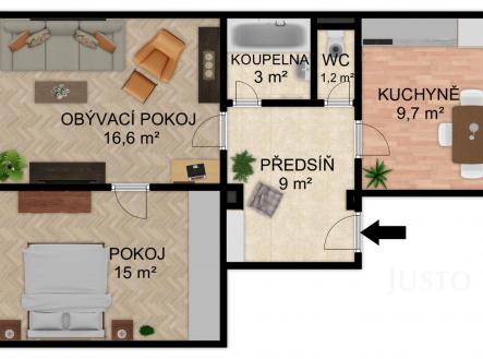 Prodej bytu, 2+1, 60 m²
