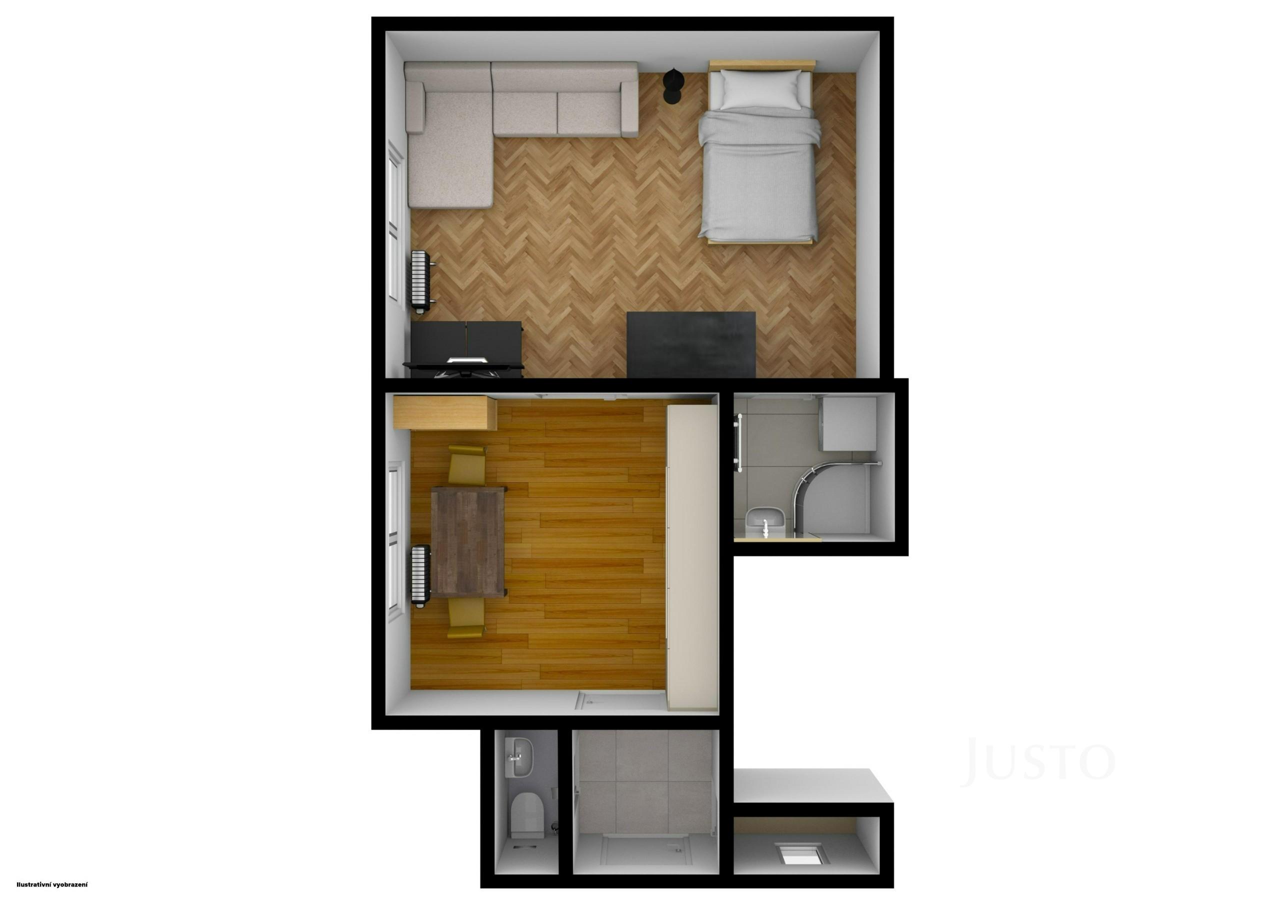 Pronájem 2+kk, 40 m², Krokova, Praha 2 - Nusle