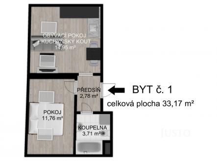Pronájem bytu, 2+kk, 34 m²
