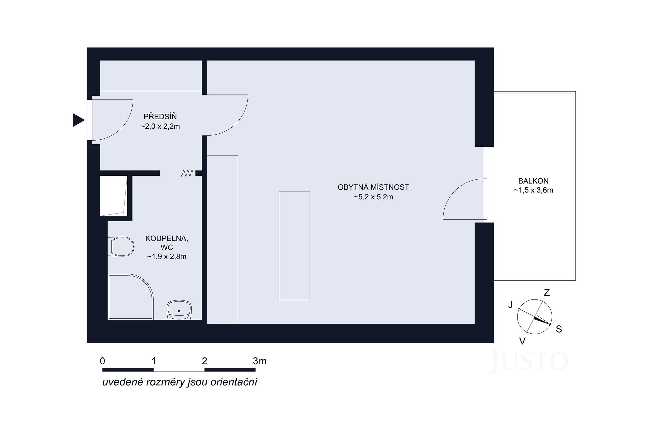 Prodej 1+kk 36 m² + balkón 4 m²