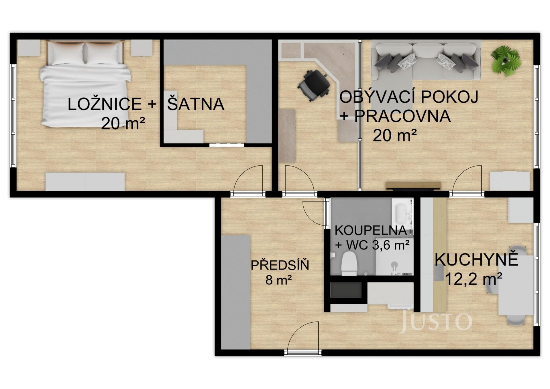Prodej 2+1, 66 m², Písek - Budovatelská
