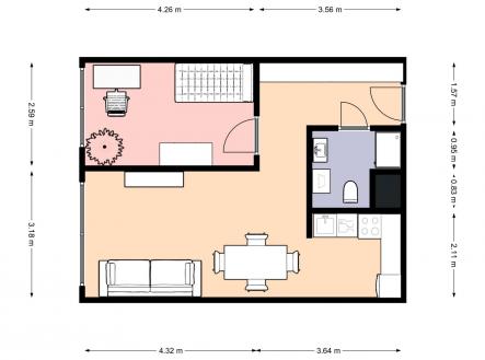 Pronájem bytu, 2+kk, 49 m²