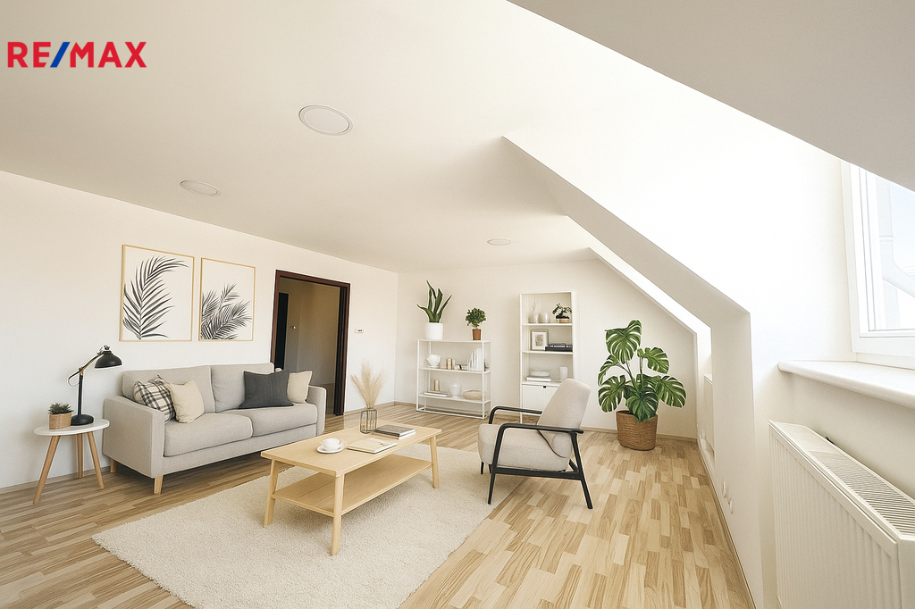 Obývací pokoj - grafická vizualizace s návrhem uspořádání nábytku