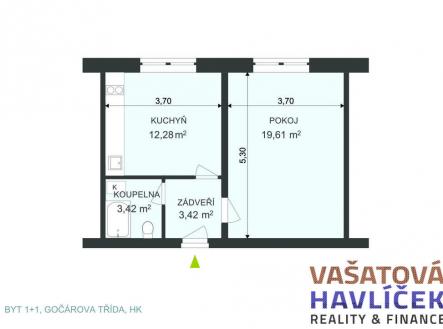 Pronájem bytu, 1+1, 38 m²