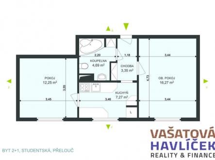 Pronájem bytu, 2+1, 44 m²