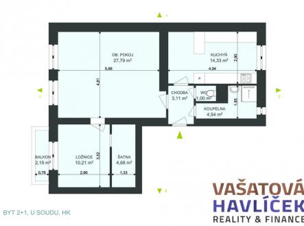 Pronájem bytu, 2+1, 71 m²