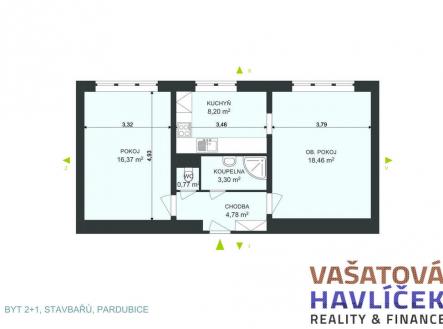 Pronájem bytu, 2+1, 51 m²