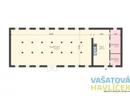 Pronájem - skladovací prostor, 412 m²