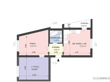 Pronájem bytu, 3+kk, 57 m²