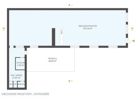 Pronájem - obchodní prostor, 208 m²