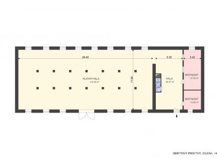 Pronájem skladovací prostor, 413 m²