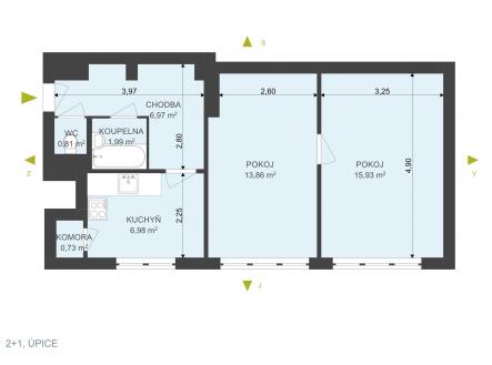 Pronájem bytu, 2+1, 51 m²