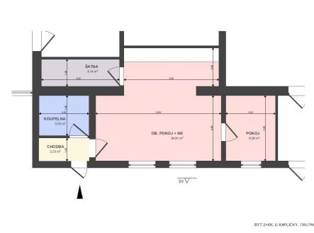 Pronájem bytu, 2+kk, 43 m²