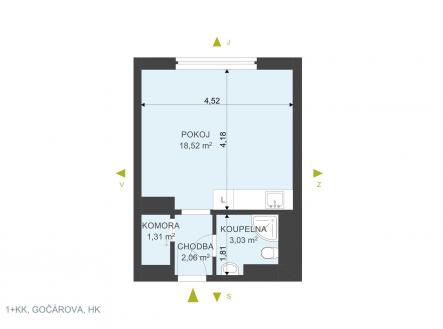 Pronájem bytu, garsoniéra, 25 m²