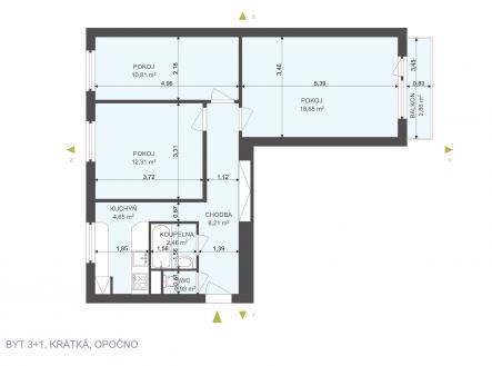 Pronájem bytu, 3+1, 58 m²
