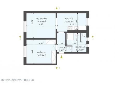 Pronájem bytu, 2+1, 50 m²