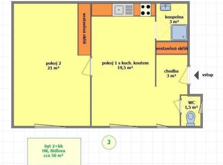 Pronájem bytu, 2+kk, 50 m²