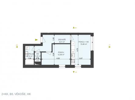 Pronájem bytu, 2+kk, 42 m²