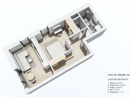 Pronájem bytu, 2+kk, 42 m²